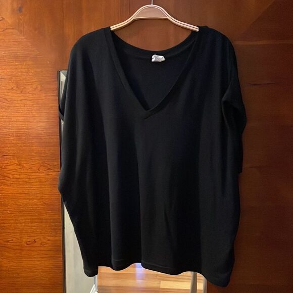 Mod Ref Black Boxy Cap Rolled Sleeves Top XL - Picture 4 of 5
